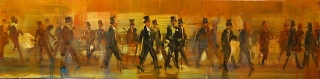 Top Hat Progression - oil on board - 15 x 60 cm - SOLD