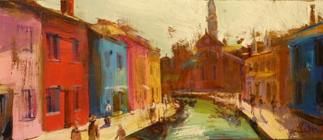 Breezy Afternoon, Burano - oil on board - 20 x 50 cm - SOLD