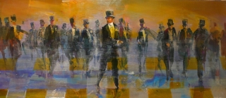 Chessmen - oil on board - 26 x 60 cm - SOLD