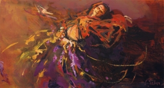 Shimmy - oil on board - 30 x 57 cm - SOLD