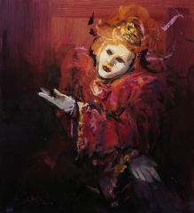 Pantelone on Stage - oil on board - 45 x 40 cm - Private Collection