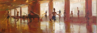 The Class (sketch) - oil on board - 18 x 50 cm - SOLD