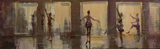 A Class at the Maj - oil on board - 14 x 45 cm - SOLD