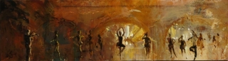Light in the Big Hall - oil on board - 15 x 56 cm - SOLD