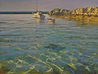 Greg Baker - Low Flight, Rottnest - oil on board - 85 x 117 cm - SOLD