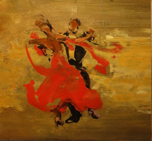 A Brush with Dance - oil on board (under glass) - 45 x 48 cm - SOLD