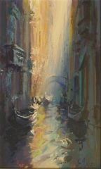 Blue Corridor - oil on board - 40 x 25 cm - SOLD