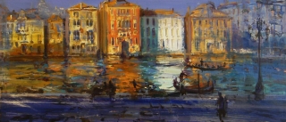 Bright Canal Grande - oil on board - 30 x 68 cm - SOLD