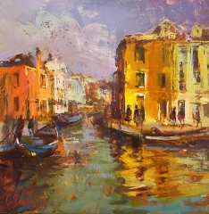 Burano - oil on board - 30 cm sq - SOLD