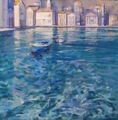 Kastellorizo Limani - oil on board - 51 x 51 cm - SOLD
