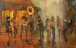 Kids of the Sorbonne II - oil on linen - 45 x 70 cm - SOLD