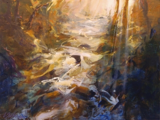 Montolieu Cascade - oil on board - 45 x 60 cm - SOLD