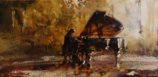 Private Recital - oil on board - 19 x 39 cm - SOLD