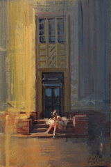 West Australian Ballet, Steps of the Centre 1 - oil on board - 30 x 20 cm - SOLD
