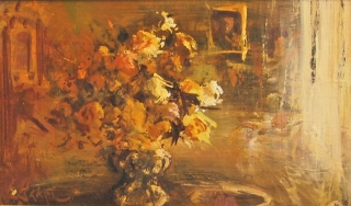 Venetian Interior 1 - oil on board - 18 x 30 cm - SOLD