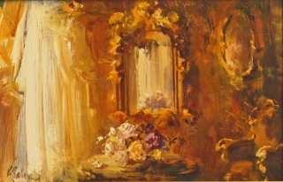 Venetian Interior 2 - oil on board - 25 x 40 cm - SOLD