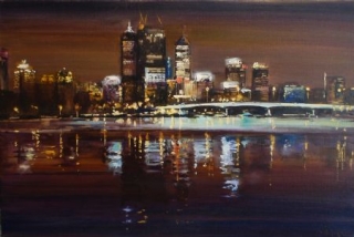 7pm Paths Across the Water - oil on canvas - 61 x 92 cm - SOLD