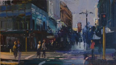 Movement on the Turn Arrow - oil on board - 23 x 40 cm - SOLD