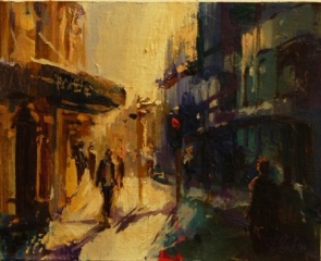 A Blaze of Light Between Showers - oil on board - 25 x 30 cm - SOLD