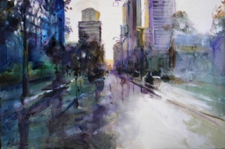 Sunshower on the Terrace - oil on canvas - 61 x 92 cm - SOLD