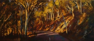 Fingers of Light on Lascelles Parade - oil on canvas - 40 x 91 cm - SOLD