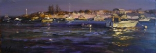 Casting a Line, Longreach - oil on board - 30 x 90 cm - SOLD