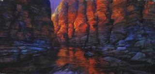 Inside the Lantern, Kalamina Gorge - pastel on board - 47 x 100 cm - SOLD