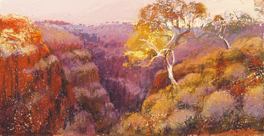 Above Weano Gorge. Karijini - pastel on board - 20 x 40cm - SOLD