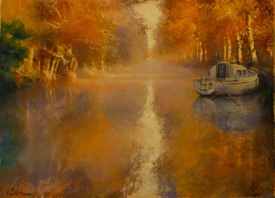 Doigts de Lumiere, Canal du Midi - pastel on museum board - 55 x 75 cm - SOLD