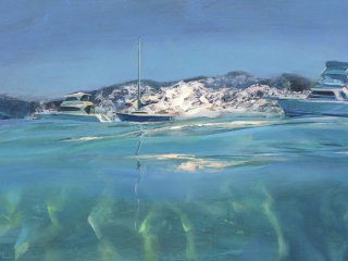 Greg Baker - 'A Rolling Glasstop' - (Oil on canvas, 37x58cm)