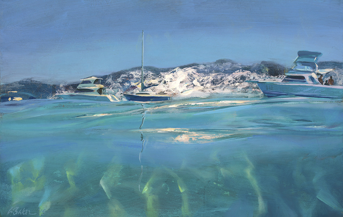 Greg Baker - 'A Rolling Glasstop' - (Oil on canvas, 37x58cm)