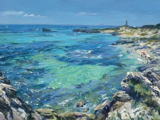 Greg Baker - 'Blue Basin' - (Oil on board, 37x64cm)