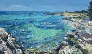 Greg Baker - 'Blue Basin' - (Oil on board, 37x64cm)