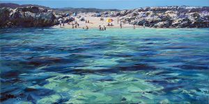 Greg Baker - 'Bright Water-Little Salmon' - (Oil on canvas, 60x120cm)