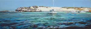 Greg Baker - 'Freshening Up Off North Point' - (Oil on board, 20x64cm)