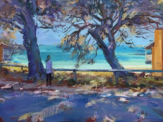 Greg Baker - 'The Morning Easterly, Vincent Way' - (oil on board, 31x56cm)