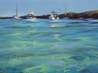 Greg Baker - 'Weekend Flotilla, Parker Point (Study) - (oil on board, 20.5x37cm)