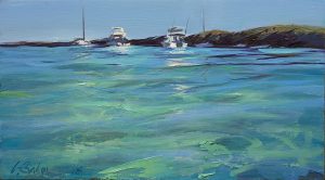 Greg Baker - 'Weekend Flotilla, Parker Point (Study)' - (Oil on board 20.5x37cm)