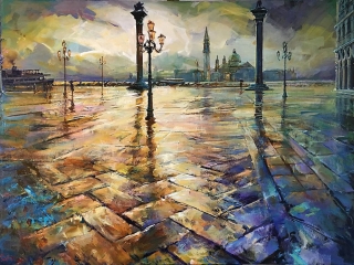 Greg Baker - The Arrival of the Outer Islands Ferry - oil on canvas - 120 x 180 cms - SOLD