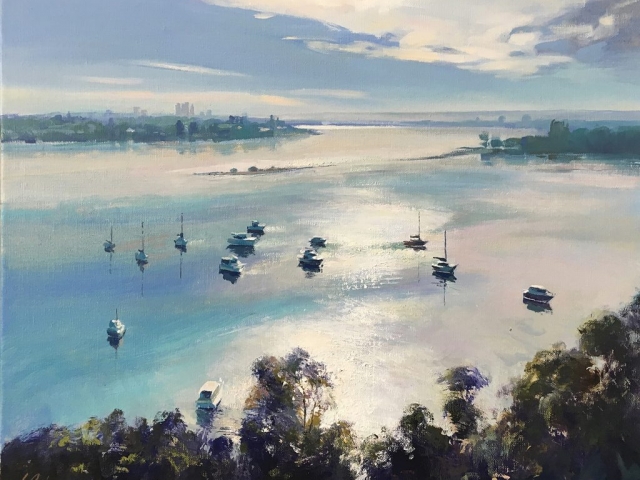 Greg Baker - Above Diamond Water (oil on canvas,  41 x 51 cms)