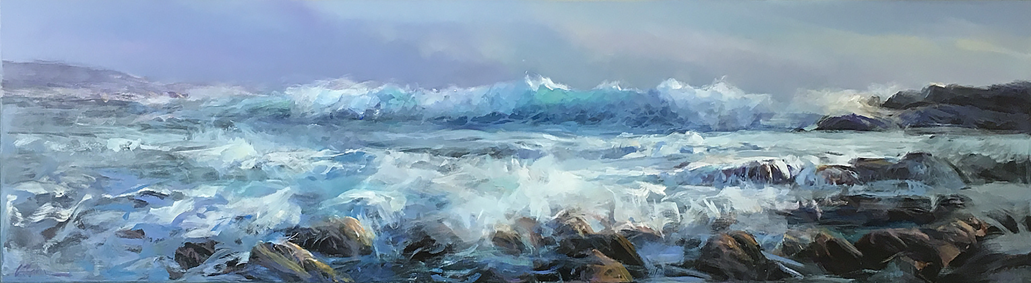 Greg Baker - Rolling Thunder, below Naturaliste (oil on canvas, 64 x 230 cms)