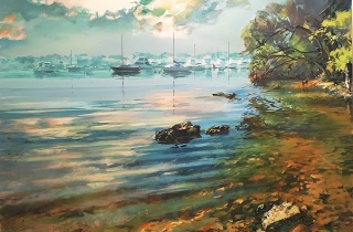 The Dogwalk by Crocodile Rock - oil on canvas - 100 x 150cm - SOLD