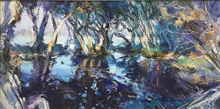 Study for the Light Garden - en plein air (oil on board 27 x 56cm) SOLD