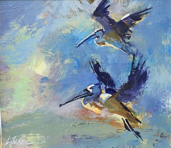 Greg Baker -  Local Residents (oil on board 20 x 23cm) SOLD