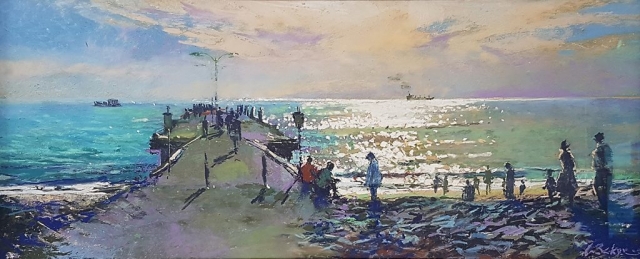 Greg Baker - Life at Woodman Point - en plein air (pastel on card 25 x 60cm) SOLD