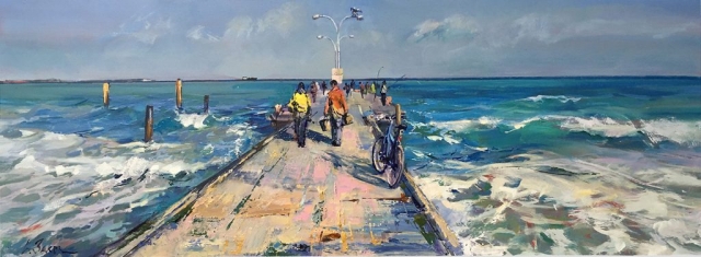 Greg Baker - When the Herring are Running (oil on board 37.5 x 102cm) SOLD