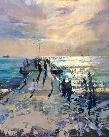 Life at Woodman Point - oil on card - 80 x 88cm