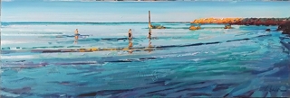 Greg Baker - Sunrise on the Omeo oil 20 x 60cm