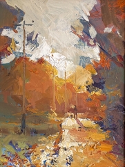 Greg Baker - The Long Pathway Home - oil 25 x 20cm SOLD