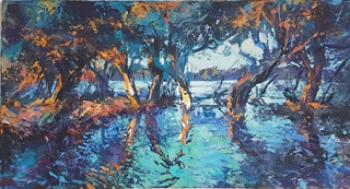 Greg Baker - Lake Coogee oil 32 x 60cm SOLD